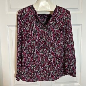 Talbots Floral Blouse - Pink and Black